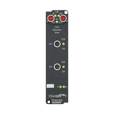 EtherCAT P Box, 2-channel analog input, IEPE/accelerometer, 16 bit, 50 ksps, M8