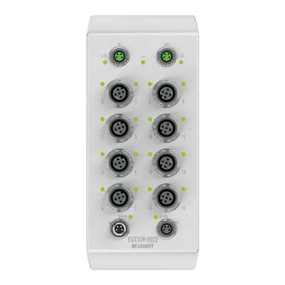 EtherCAT Box, 16-channel digital combi, 24 V DC, 3 ms, 0.5 A, M12, stainless steel