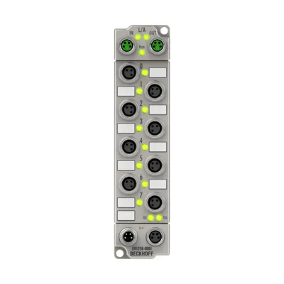 EtherCAT Box, 8-channel digital input, 24 V DC, 1 µs, M8, timestamp, zinc die-cast