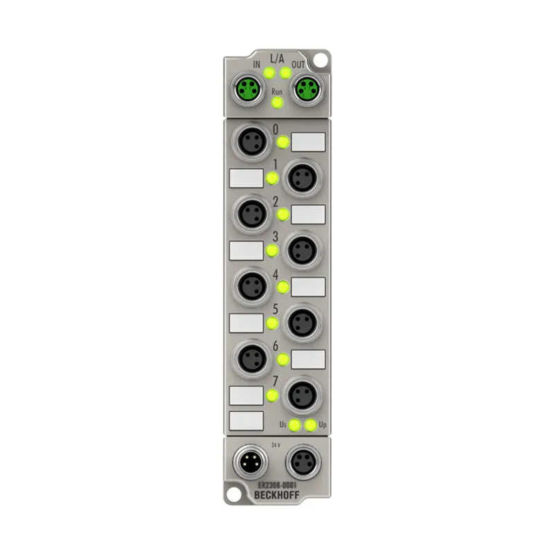 EtherCAT Box, 4-channel digital input + 4-channel digital output, 24 V DC, 3 ms, 0.5 A, M8, zinc die-cast