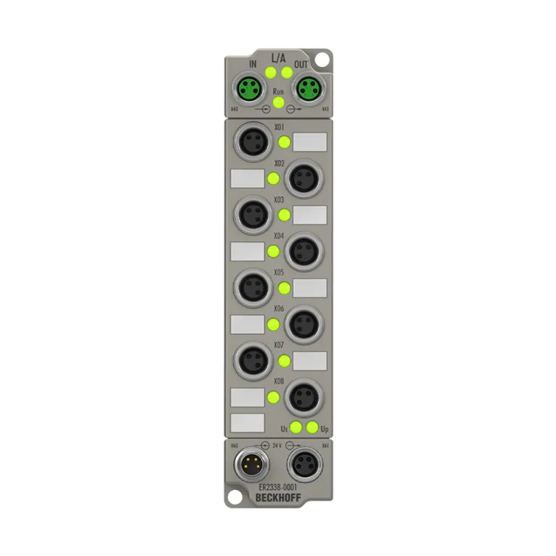 EtherCAT Box, 8-channel digital combi, 24 V DC, 10 µs, 0.5 A, M8, zinc die-cast
