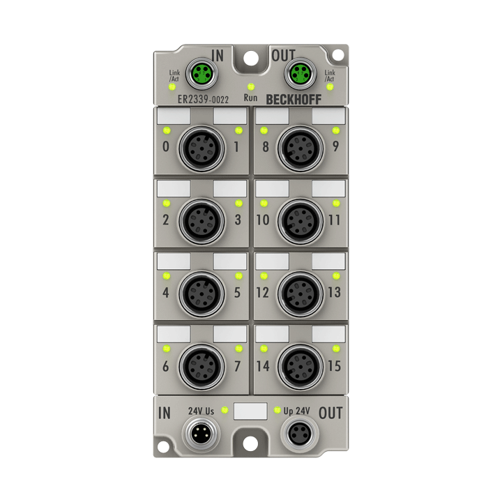 EtherCAT Box, 16-channel digital combi, 24 V DC, 3 ms, 0.5 A, M12, zinc die-cast