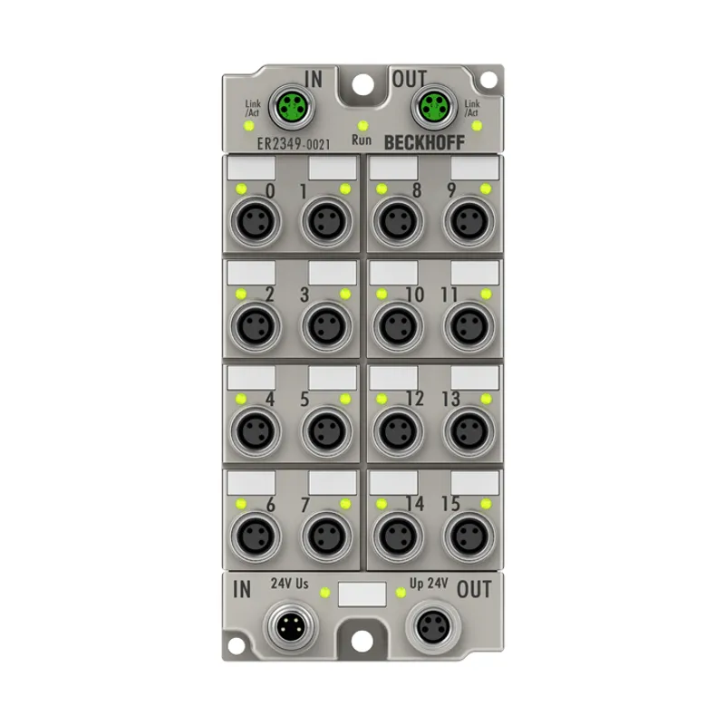 EtherCAT Box, 16-channel digital combi, 24 V DC, 10 µs, 0.5 A, M8, zinc die-cast