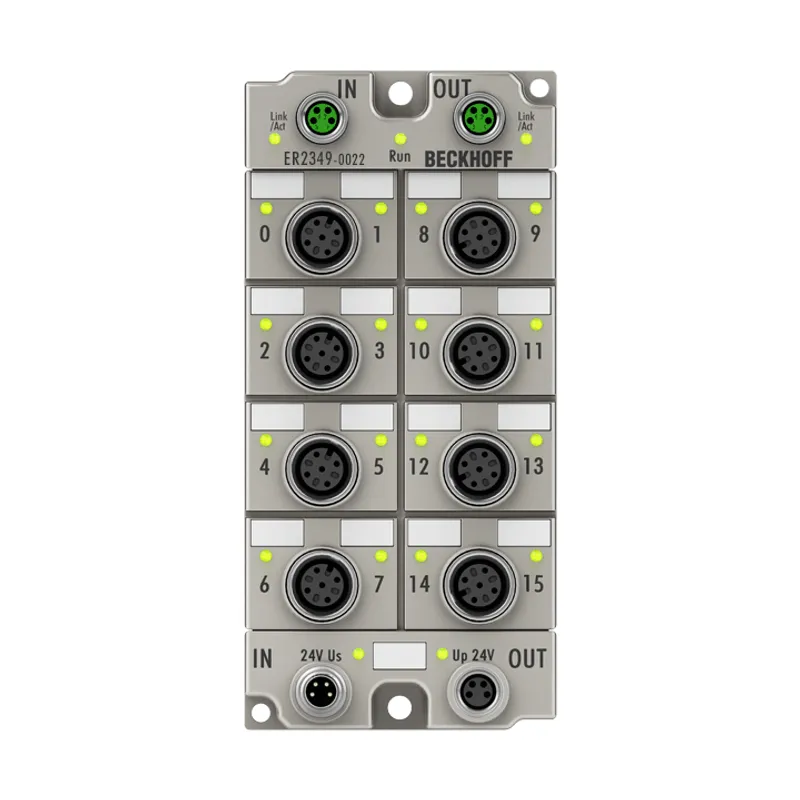 EtherCAT Box, 16-channel digital combi, 24 V DC, 10 µs, 0.5 A, M12, zinc die-cast
