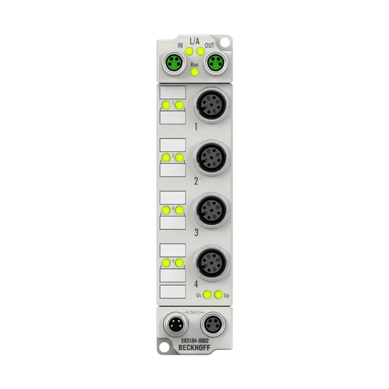 EtherCAT Box, 4-channel analog input, multi-function, ±10 V, 0/4…20 mA, 16 bit, single-ended, M12, zinc die-cast