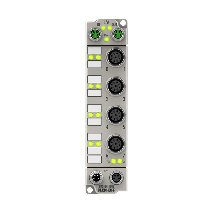 EtherCAT Box, 4-channel analog input, multi-function, ±10 V, 0/4…20 mA, 16 bit, single-ended, M12, zinc die-cast