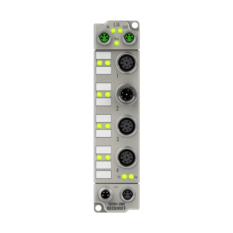 EtherCAT Box, 1-channel motion interface, stepper motor, 48 V DC, 5 A, M12, with incremental encoder, zinc die-cast
