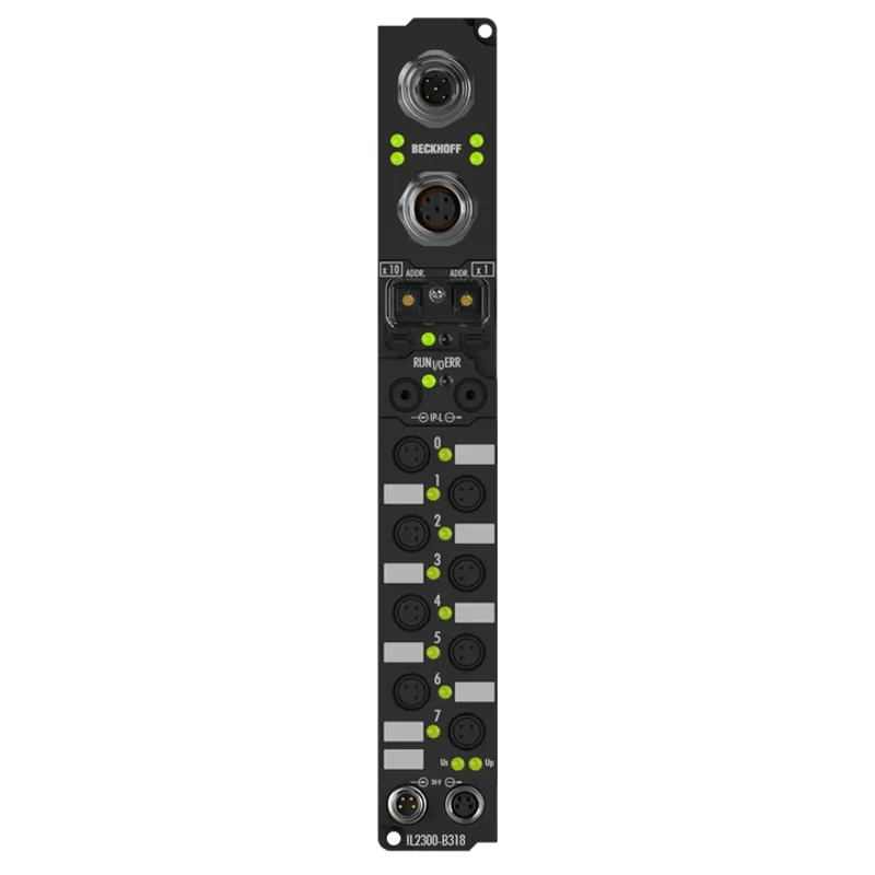 IL2300-B110 Coupler Box, 4-channel digital input + 4-channel digital output, 24 V DC, 3 ms, 0.5 A, Ø8 – EtherCAT, IP-Link