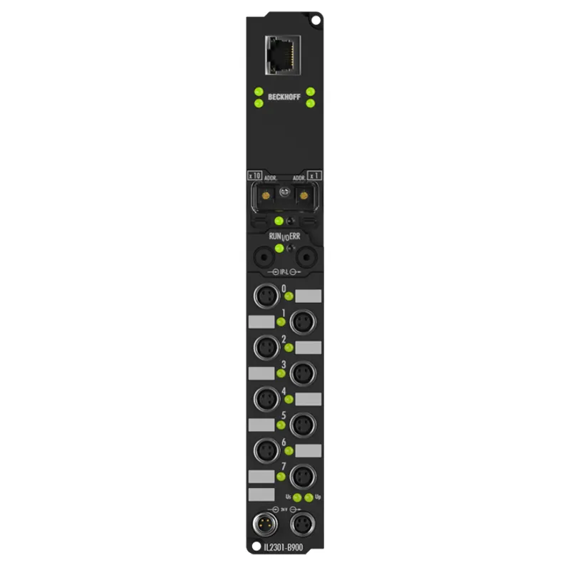 Coupler Box, 4-channel digital input + 4-channel digital output, Ethernet, 24 V DC, 3 ms, 0.5 A, M8