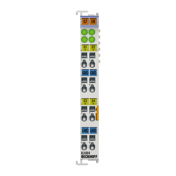 Bus Terminal, 4-channel analog output, voltage, 0…10 V, 12 bit, differential