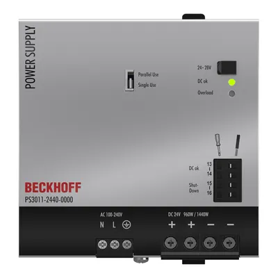 Power supply PS3000; output: 24 V DC, 40 A; input: AC 100…240 V, 1-phase