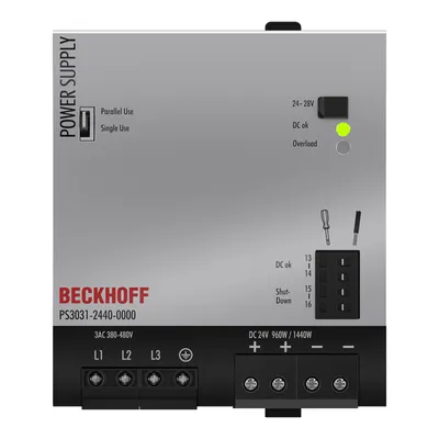 Power supply PS3000; output: 24 V DC, 40 A; input: 3 AC 380…480 V, 3-phase