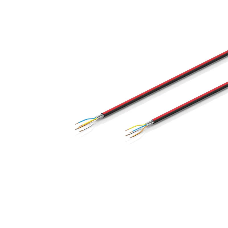 EtherCAT P cable, shielded, PUR, fixed installation, 1 x 4 x AWG22/7, black with red stripe, OD = 5.1 mm (±0.15 mm)