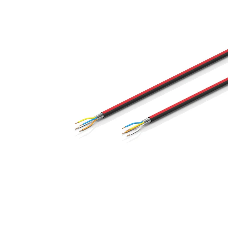 EtherCAT P cable, shielded, PUR, capable of torsion, 1 x 4 x AWG22/7, black with red stripe, OD = 6.3 mm (±0.2 mm)
