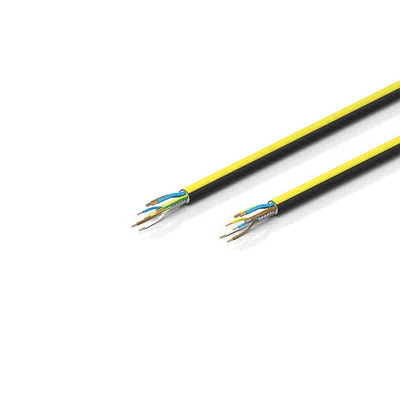 EtherCAT/Ethernet cable, no overall shield, PUR, drag-chain suitable, 3 G 2.5 mm² + (1 x 4 x AWG22), black with yellow stripe, OD = 11.1 mm (±0.2 mm)