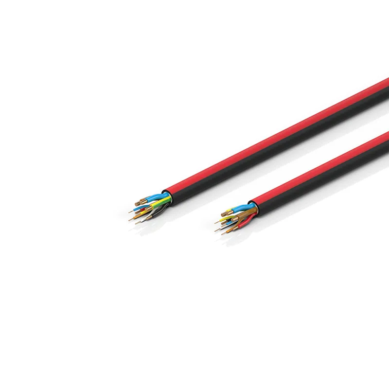 EtherCAT P cable, no overall shield, PUR, drag-chain suitable, (3G2.5 mm² + 2 x 2.5 mm² + (1 x 4 x AWG22)), black with red stripe, OD = 12.5 (±0.4 mm)