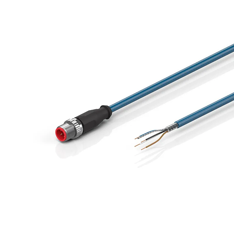 Sensor cable, shielded, blue, PUR, 4 x 0.34 mm² + strand, drag-chain suitable