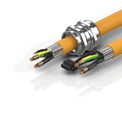 Motor connection cable 16 mm² with M40 cable gland, drag-chain suitable