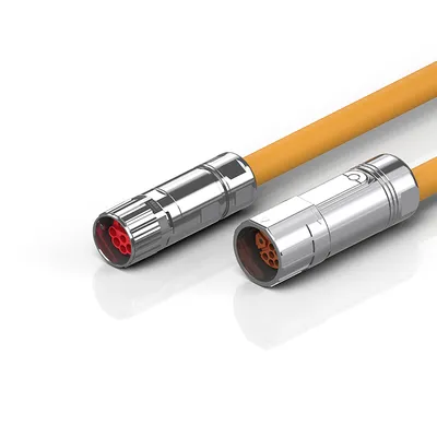 Motor cable, IP67, (4 G 1.5 mm² +(2 x 0.75 mm²)+(2 x AWG22)), PUR, orange, drag-chain suitable, Key 3 (24 V DC)