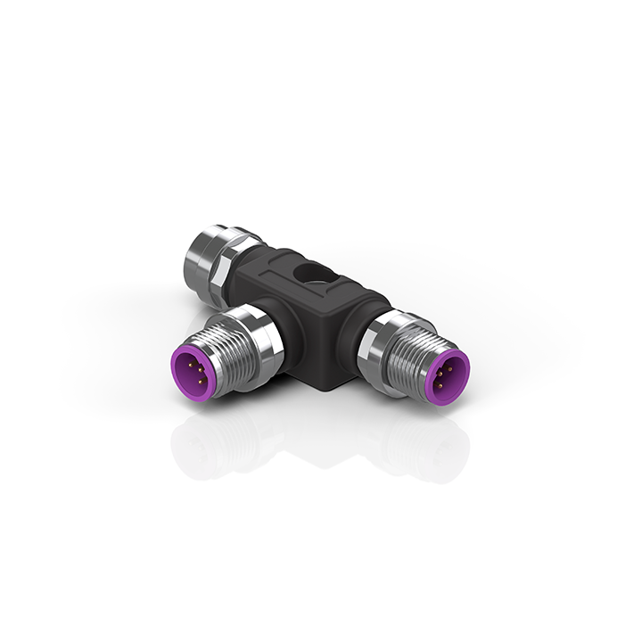 Plug T splitter for PROFIBUS, Modbus, RS485, IP67, shielded