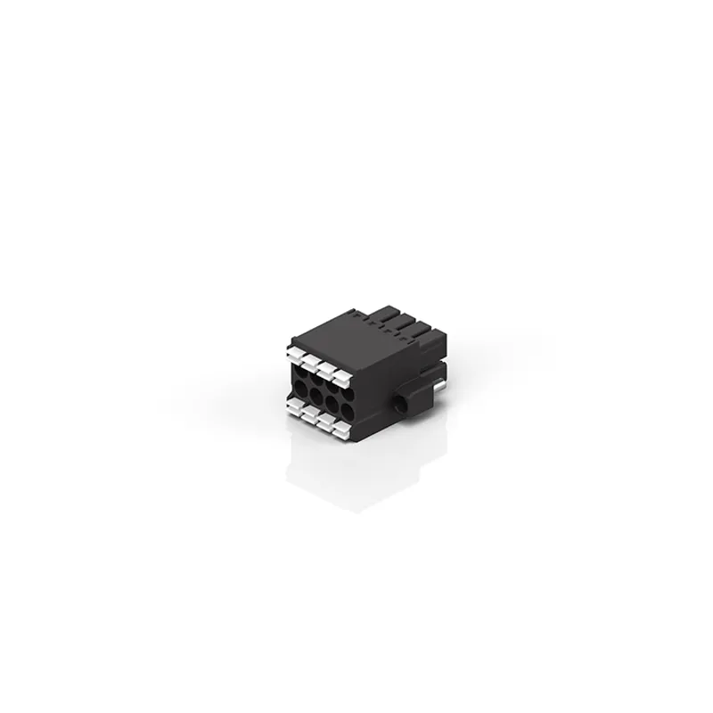 Female header with push-in termination as plug-in connection level, black, 2 x 4 pin, 3,5 mm grid size
