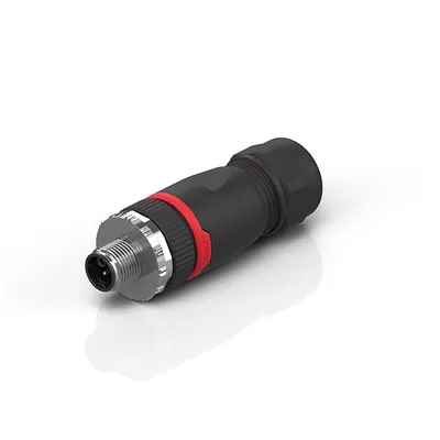 M12, power, field assembly, plug, straight, male, 5-pin, K-coded, IP67