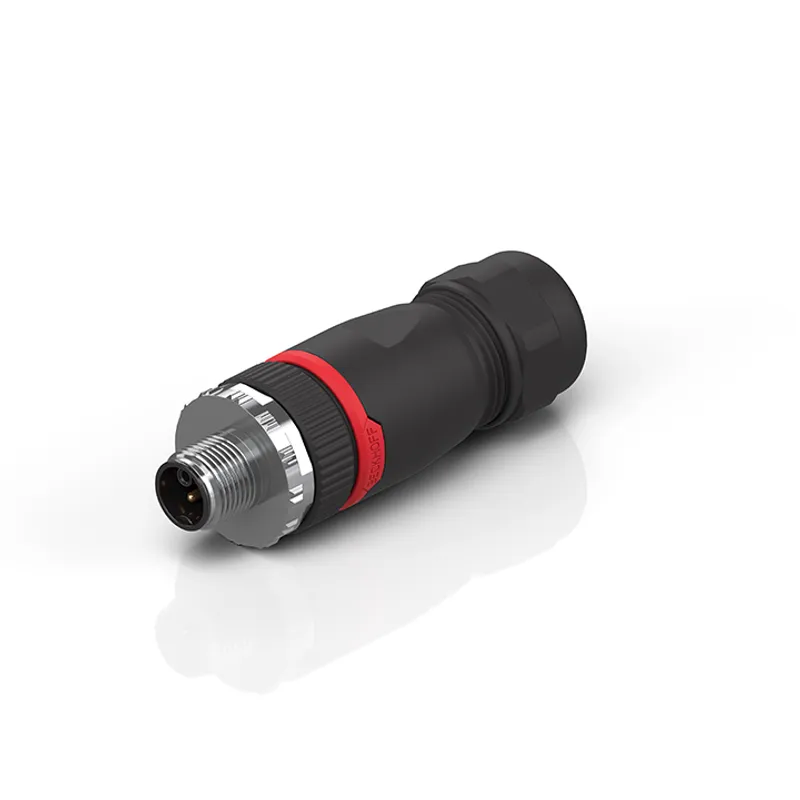 M12, power, field assembly, plug, straight, male, 5-pin, K-coded, IP67