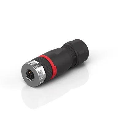 M12, power, field assembly, socket, straight, female, 5-pin, K-coded, IP67