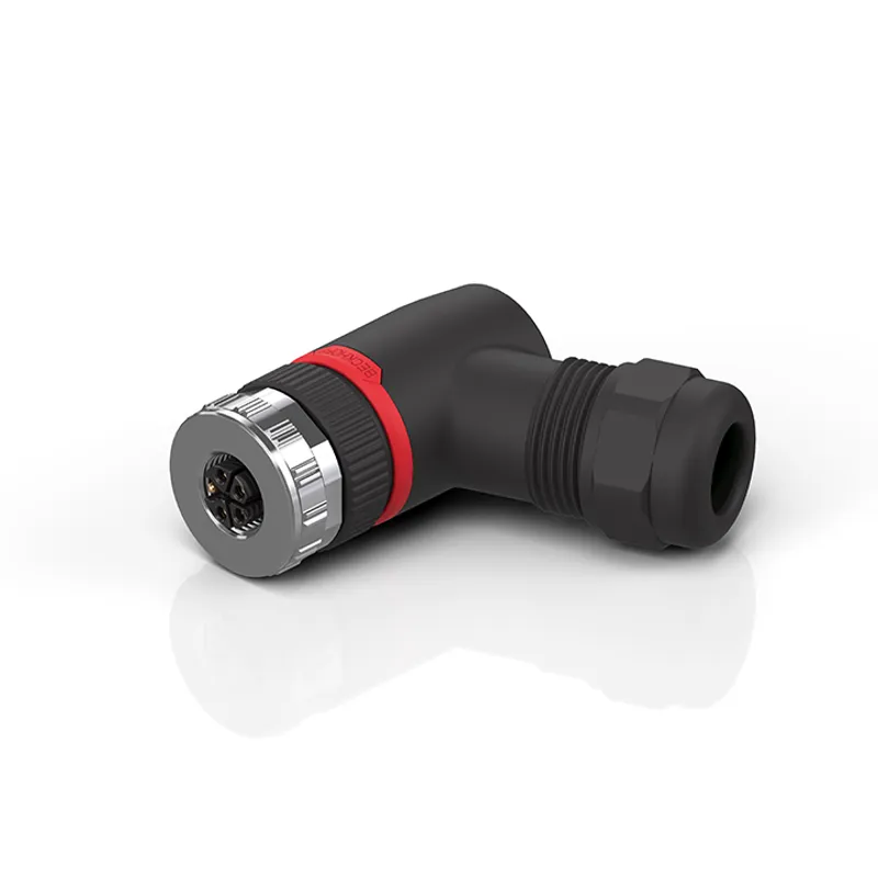 M12, power, field assembly, socket, angled, female, 5-pin, K-coded, IP67