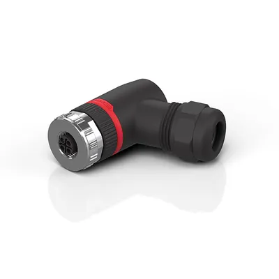 M12, power, field assembly, socket, angled, female, 4-pin, S-coded, IP67