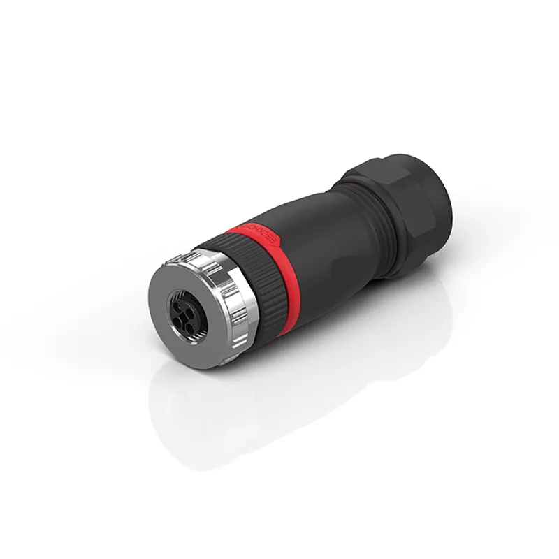M12, power, field assembly, socket, straight, female, 4-pin, T-coded, IP67