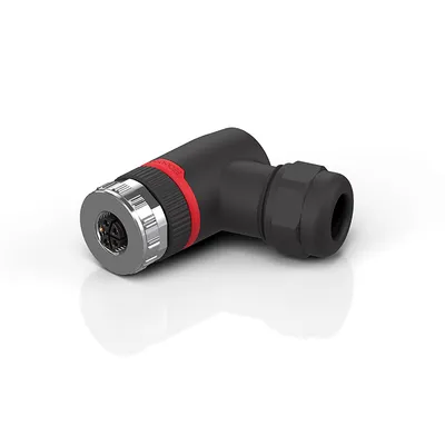 M12, power, field assembly, socket, angled, female, 5-pin, L-coded, IP67