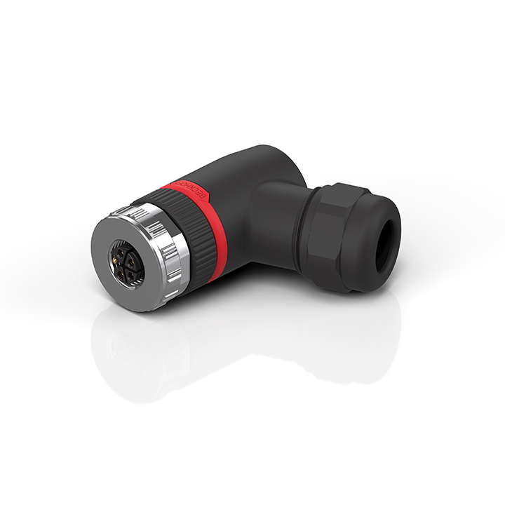 M12, power, field assembly, socket, angled, female, 5-pin, L-coded, IP67