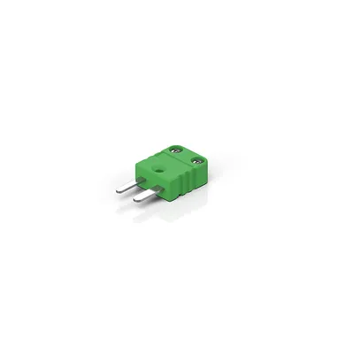 Thermocouple plug in miniature version, green, thermocouple: NiCr-Ni, type K according to DIN EN 60584