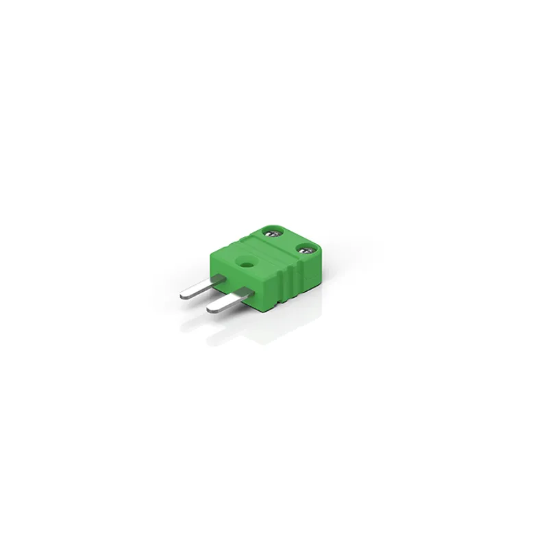 Thermocouple plug in miniature version, green, thermocouple: NiCr-Ni, type K according to DIN EN 60584