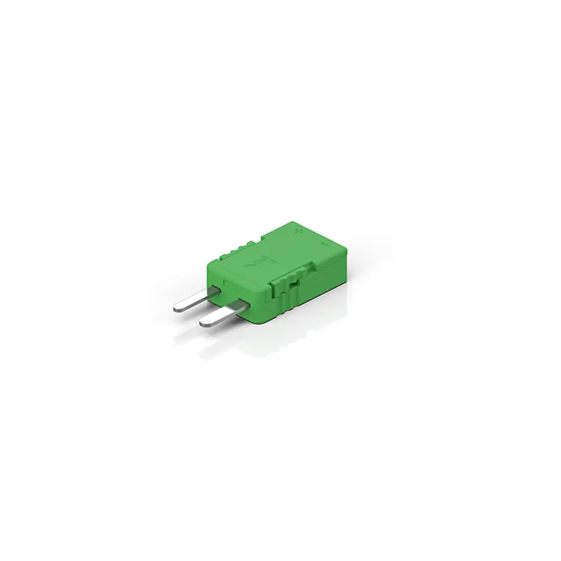 Miniature thermocouple connector, green, Thermocouple: NiCr-Ni, type K according to DIN EN 60584, Variant: Quick Wire