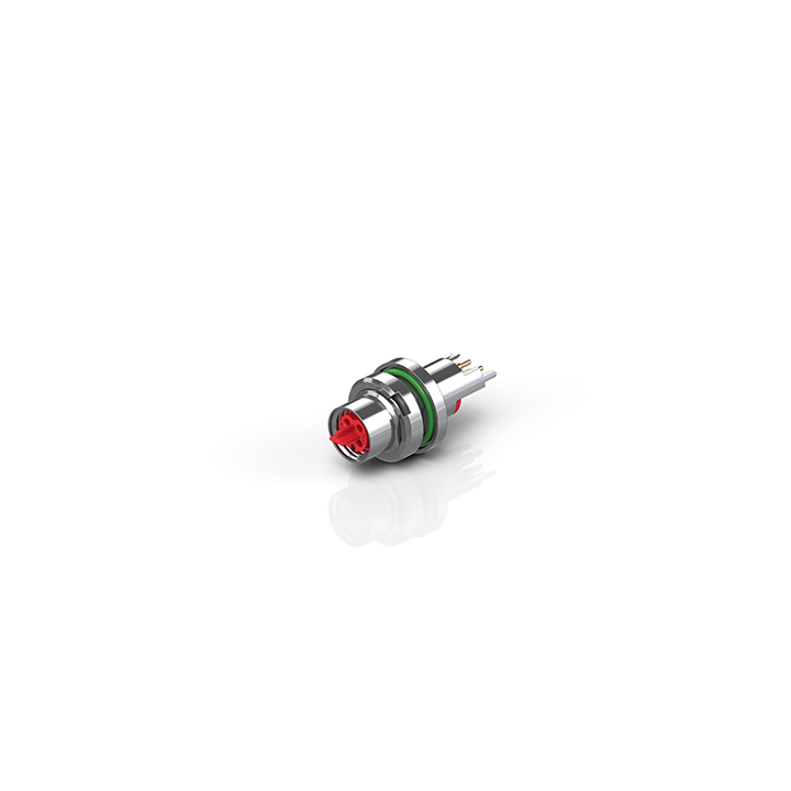 Flange rear assembly, EtherCAT P, print contact, 12.5 mm, with counter nut, 2-pieces: separate contact carrier and housing, shielded