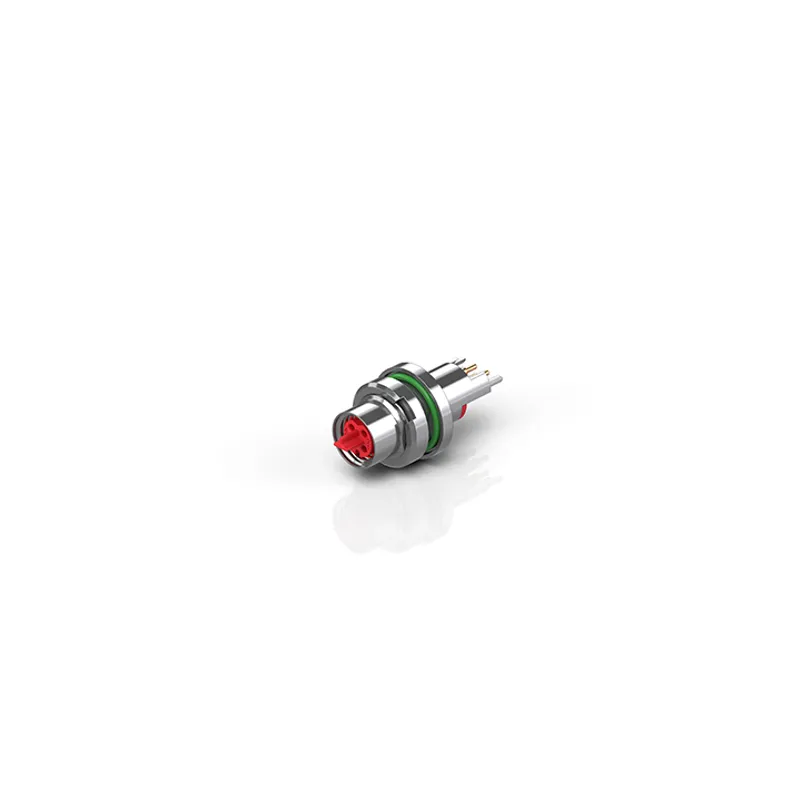 Flange rear assembly, EtherCAT P, print contact, 12.5 mm, with counter nut, 2-pieces: separate contact carrier and housing, shielded