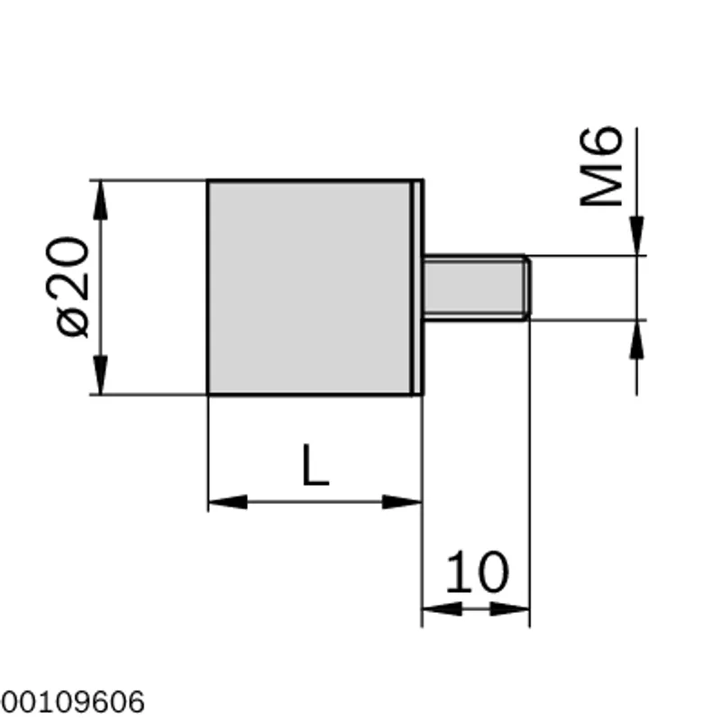BUMPER 20X20 M6X10 NBR — photo 2 of 3