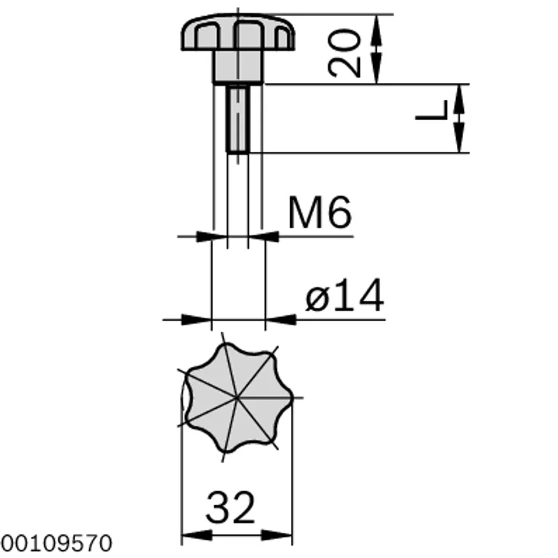 STAR KNOB SCREW GN6336.4-ST-32-M6-15 — photo 3 of 4