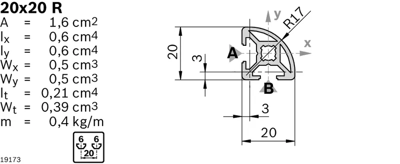 STRUT PROFILE R20X20 L=3100 — photo 2 of 2
