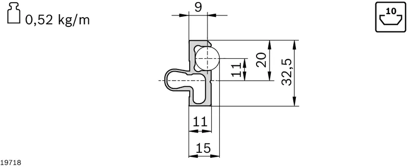 CLAMPING PROFILE LF12C 20X3000MM — photo 3 of 3
