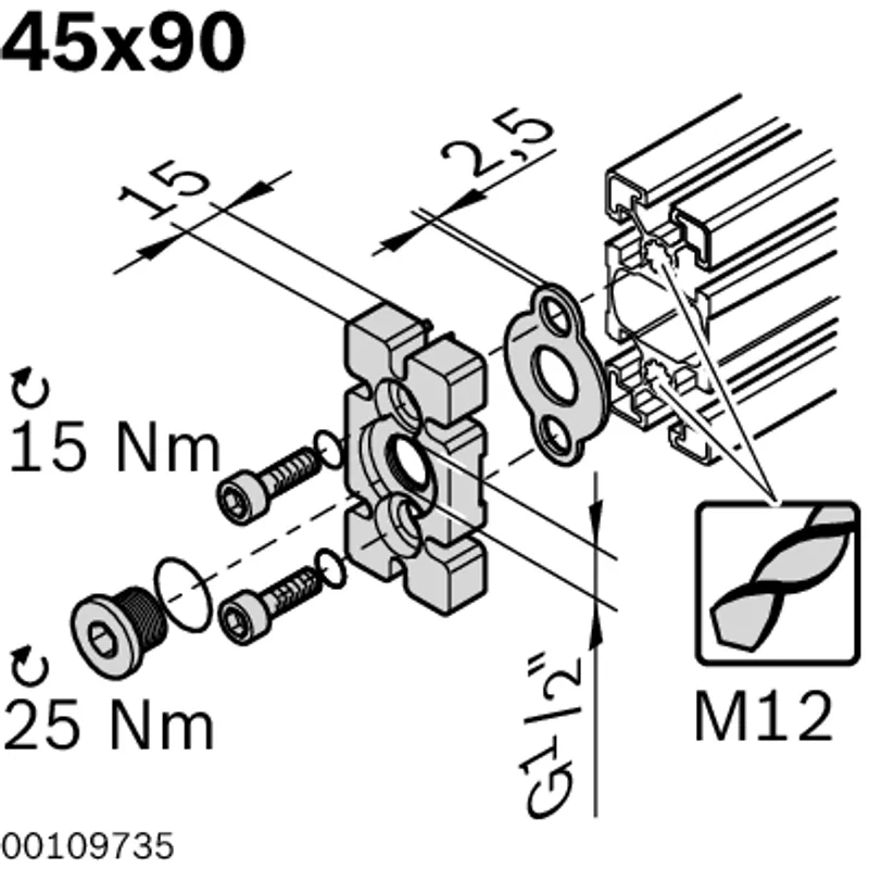 FLANGED PLATE 45X90(3-KAMMER) — photo 2 of 7