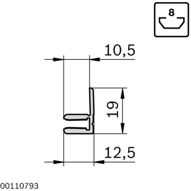 CLAMPING PROFILE 8 1S 10X3000MM — photo 2 of 3