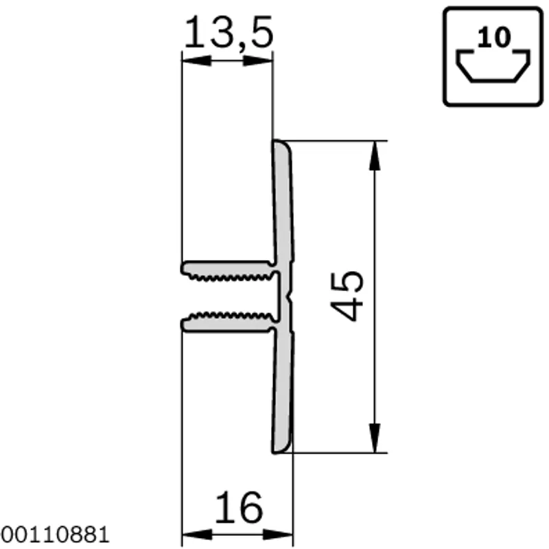 CLAMPING PROFILE 10 2S 10X3000MM — photo 2 of 3