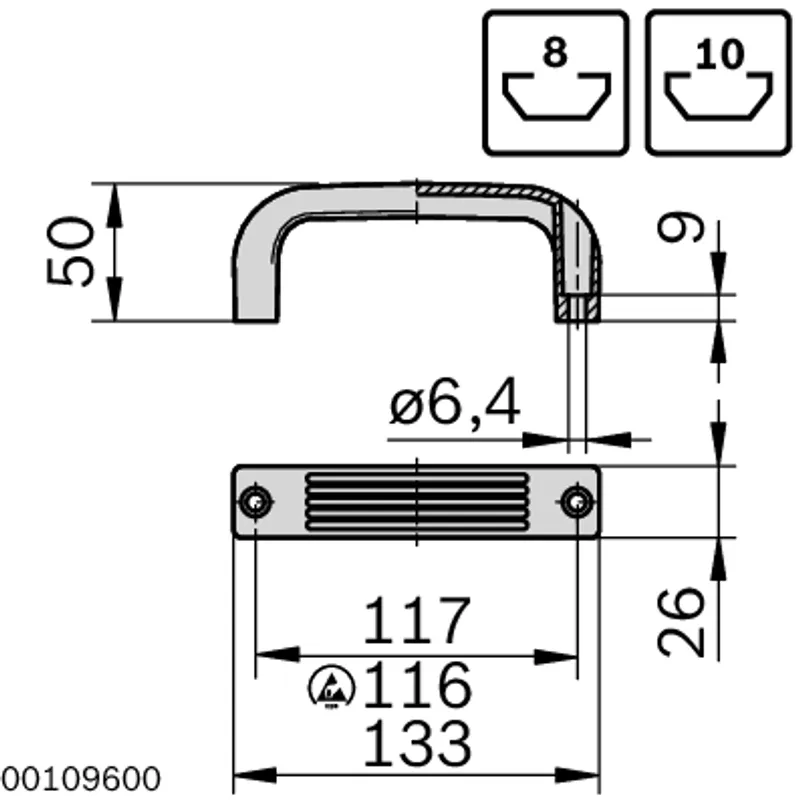 STRAP-SHAPED HANDLE 26X133X50 ESD — photo 2 of 2