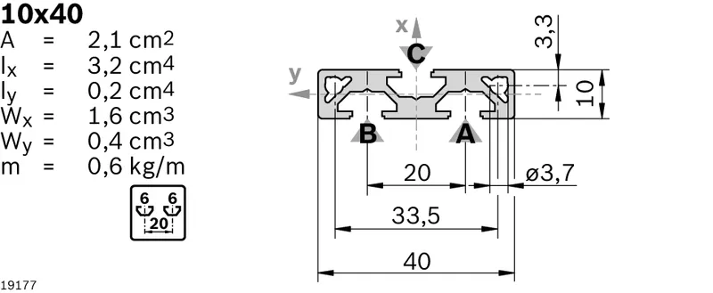 STRUT PROFILE 10X40 10X3000MM — photo 3 of 3