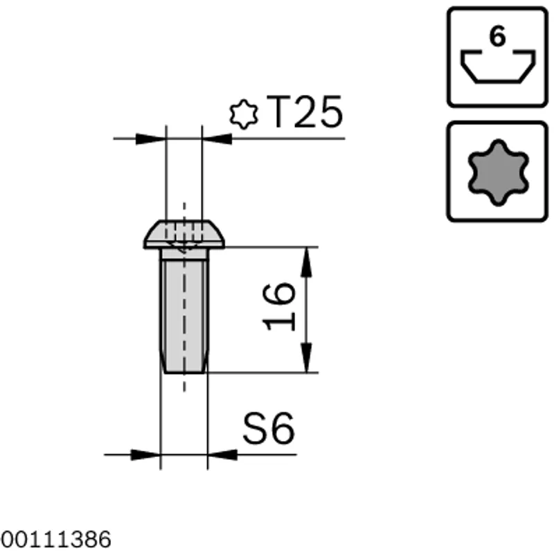 SCREW S6X16-T25 ESD — photo 2 of 3