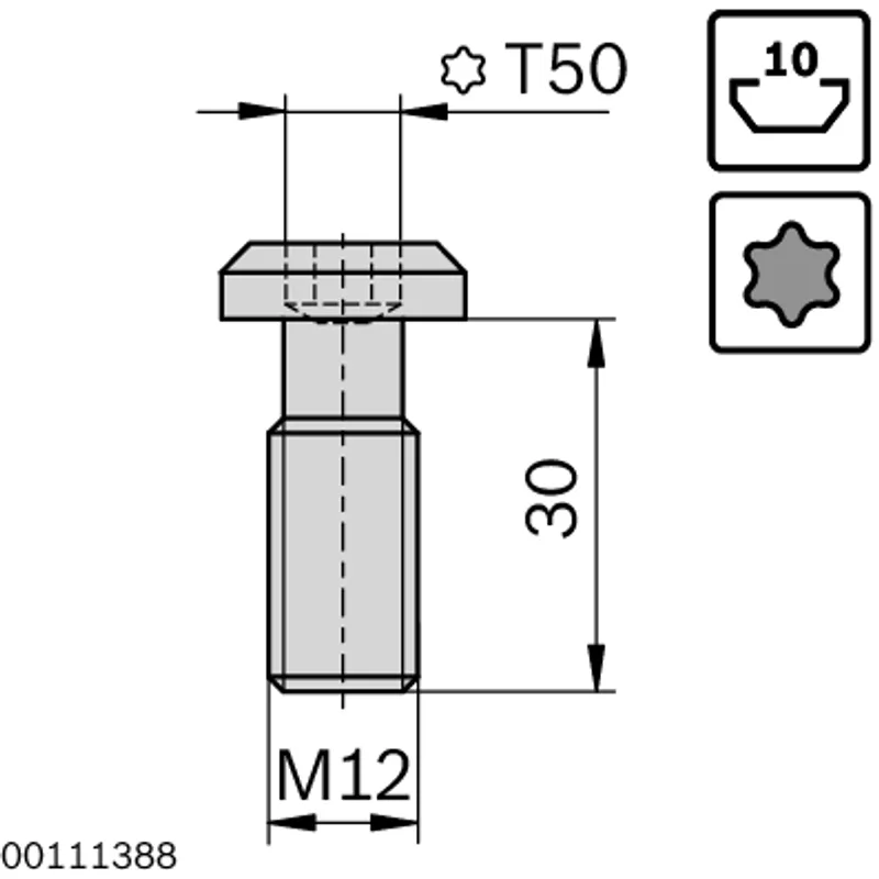 SCREW M12X30-T50 — photo 2 of 3
