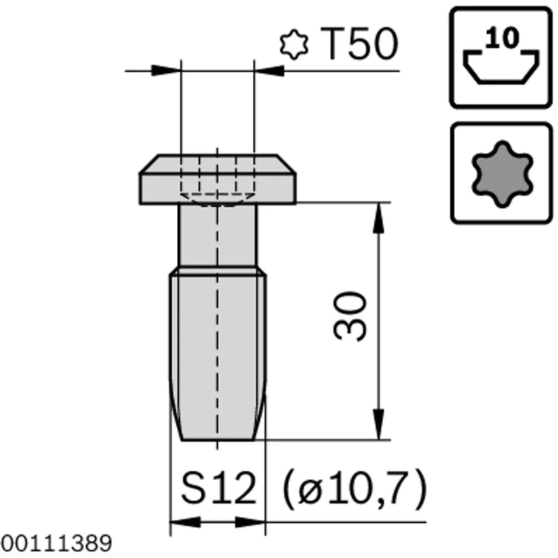 SCREW S12X30-T50 — photo 2 of 3